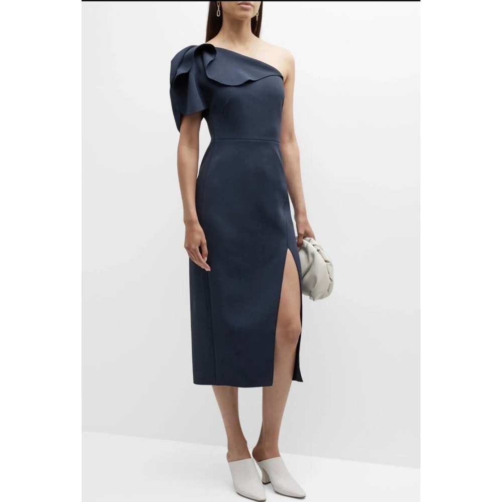 Acler Midi Formal Dress Size 8 Sea Blue One Shoulder Ruffle Cocktail Wedding